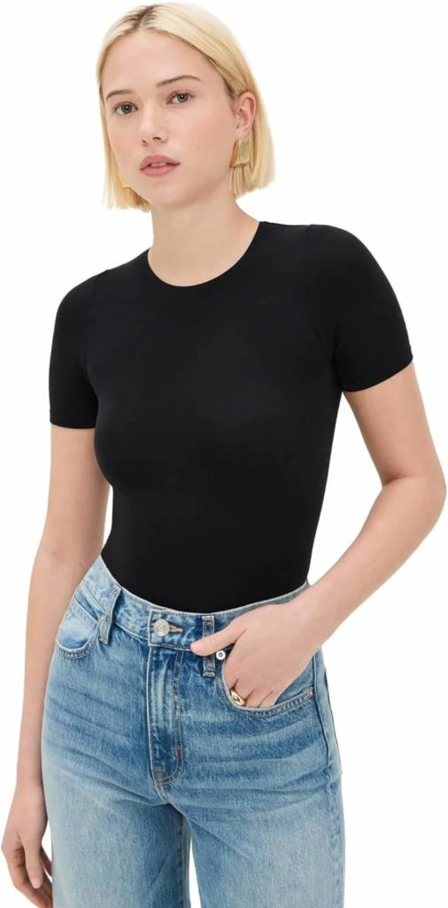 Commando Women's Ballet Short Sleeve Bodysuit - Soft Stretch Thong Leotard for Dance & Comfort