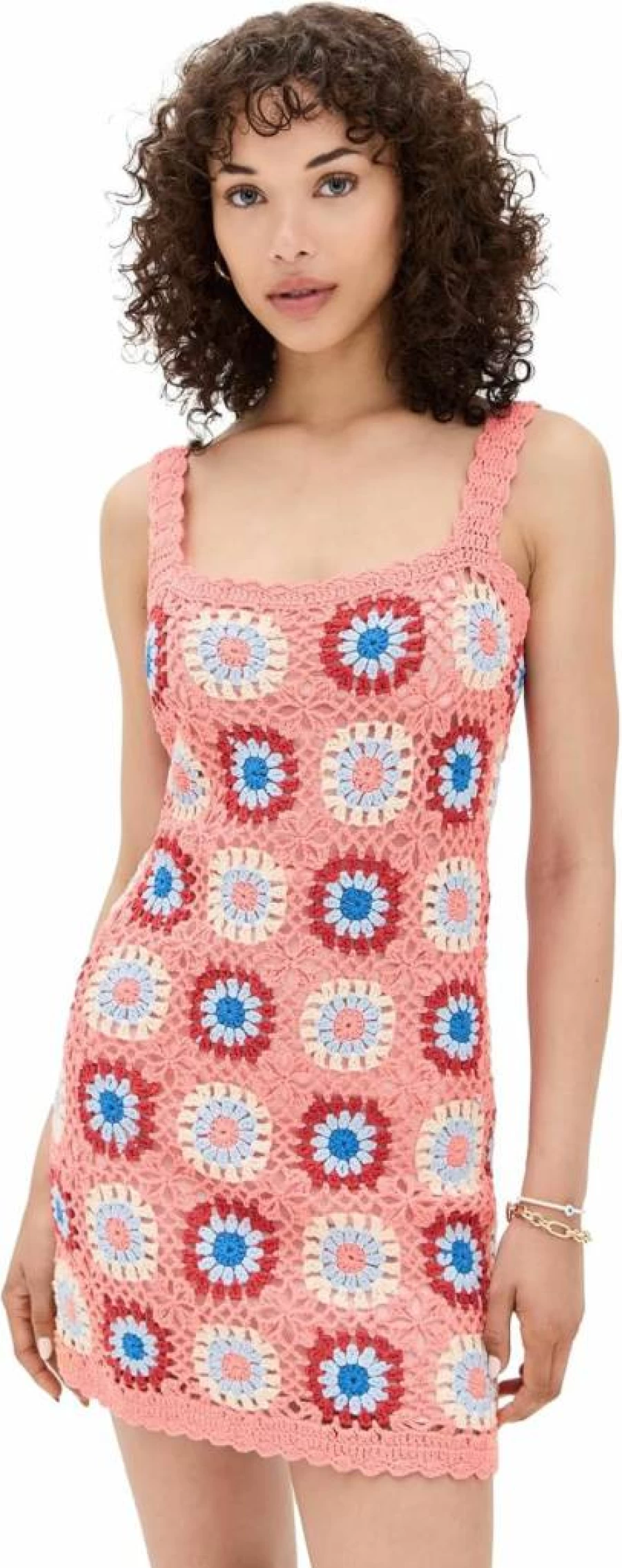 MINKPINK Women's Floral Crochet Mini Dress - Boho Summer Beach Dress
