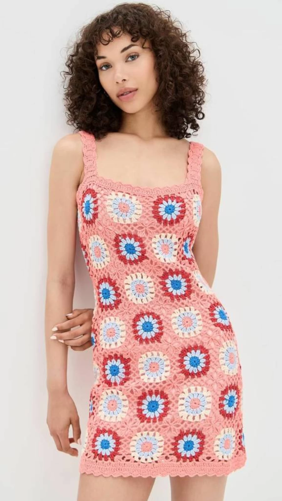 MINKPINK Women's Floral Crochet Mini Dress - Boho Summer Beach Dress