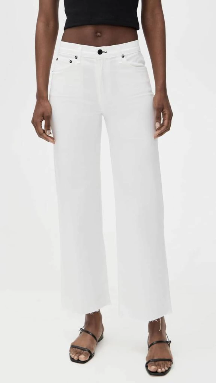 ASKK NY Women's High-Waisted Wide Leg Crop Pants - Comfortable Twill Fabric for Casual & Office Wear