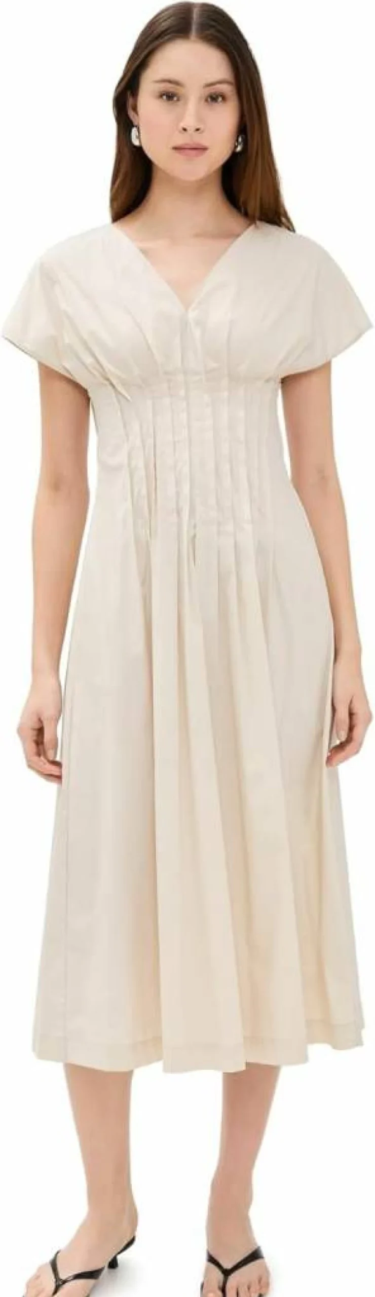 MEIMEIJ Women's Mini Pleated Waist Poplin Dress - Elegant Summer Casual Flowy Dress