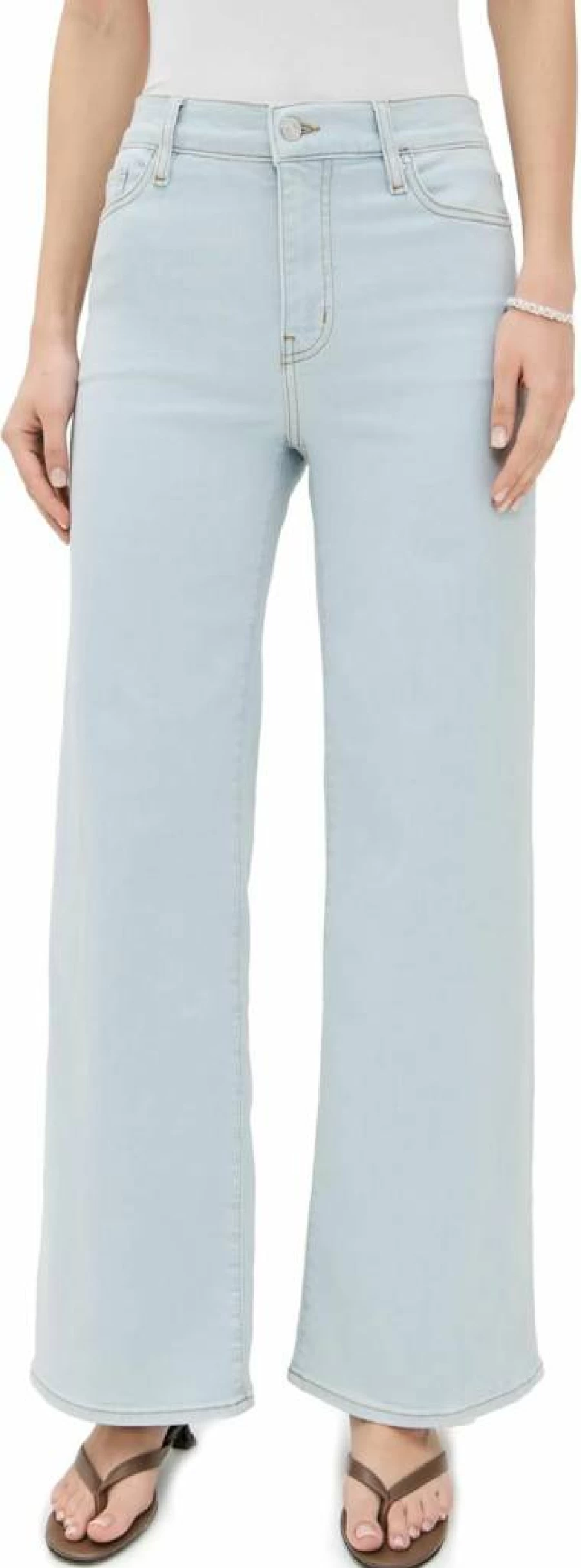 FRAME Women's High-Waisted Slim Fit Palazzo Jeans - Stretch Denim Skinny Trousers