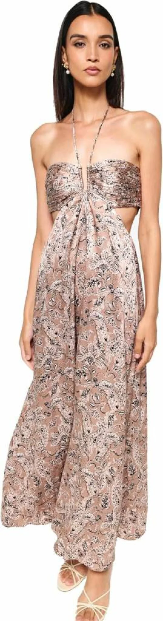 Cami NYC Women's Calliope Flowy Chiffon Dress - Elegant Summer Maxi Dress with V-Neck and Long Sleeves