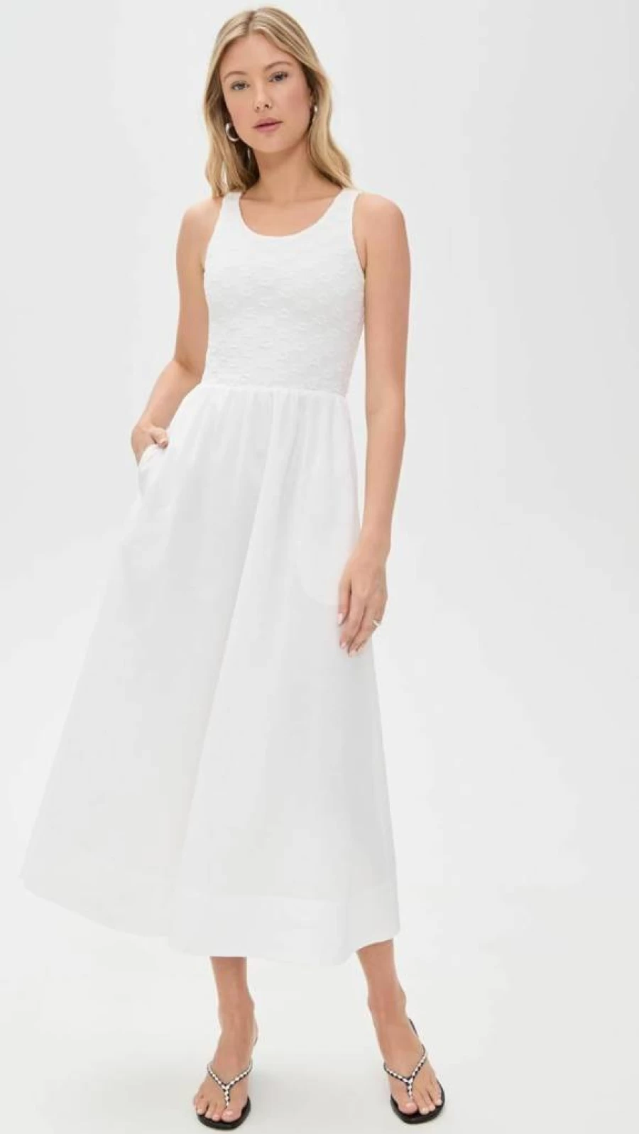 Bardot Bryony Lace Poplin Midi Dress for Women - Elegant Floral Summer Dress