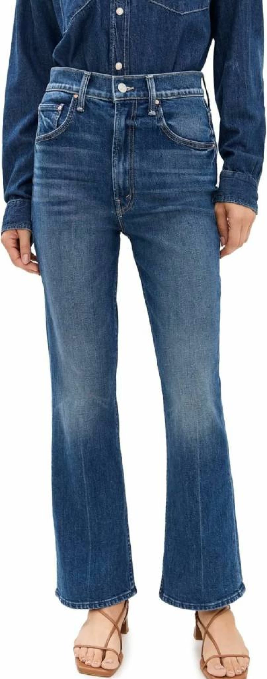 MOTHER Women's Scooter Ankle Jeans - High-Rise Slim Fit Stretch Denim