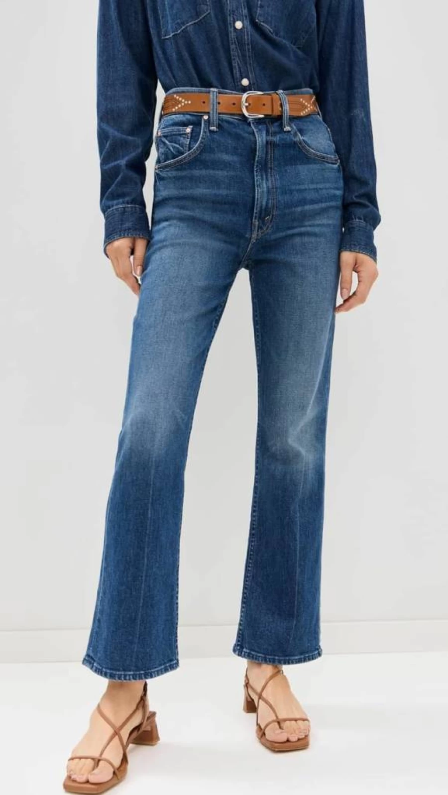 MOTHER Women's Scooter Ankle Jeans - High-Rise Slim Fit Stretch Denim