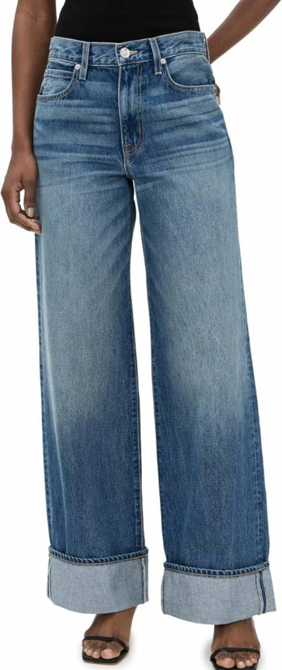 SLVRLAKE Women's Selena High-Waisted Turn Up Jeans - Stretch Denim Skinny Fit