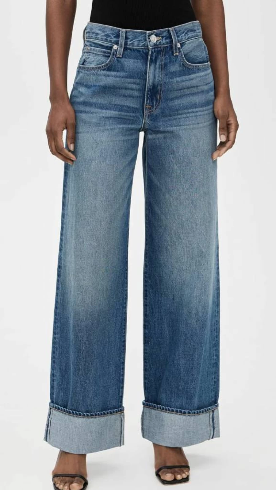 SLVRLAKE Women's Selena High-Waisted Turn Up Jeans - Stretch Denim Skinny Fit