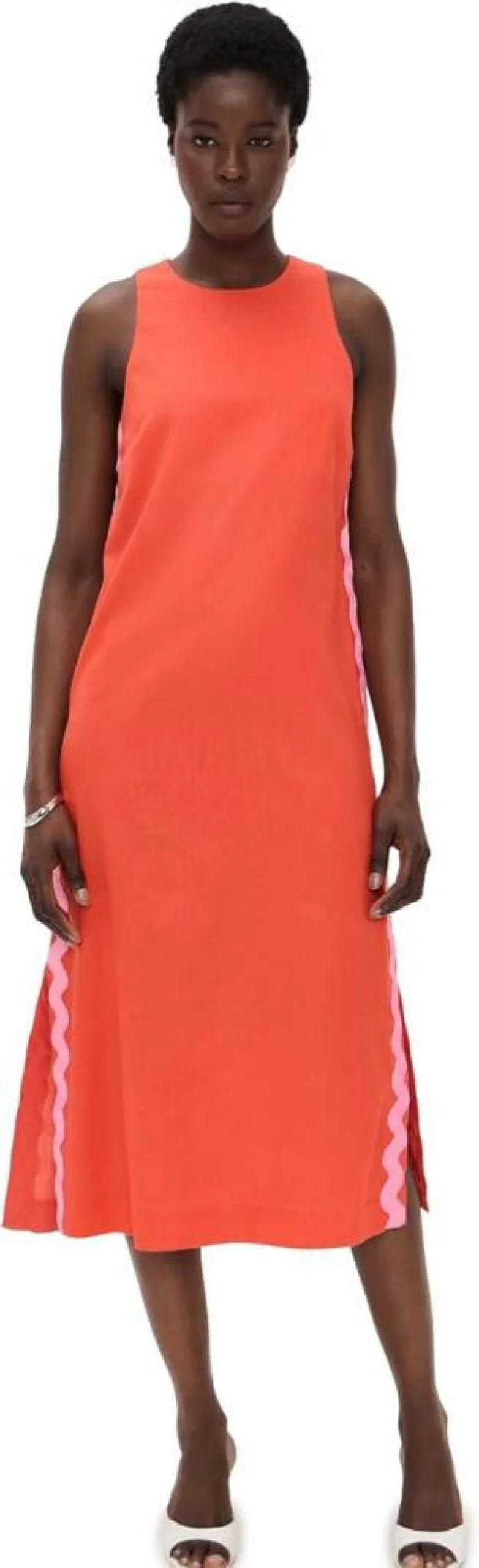 English Factory Women's Vintage Floral Sleeveless Ric Rac Trim Summer Dress