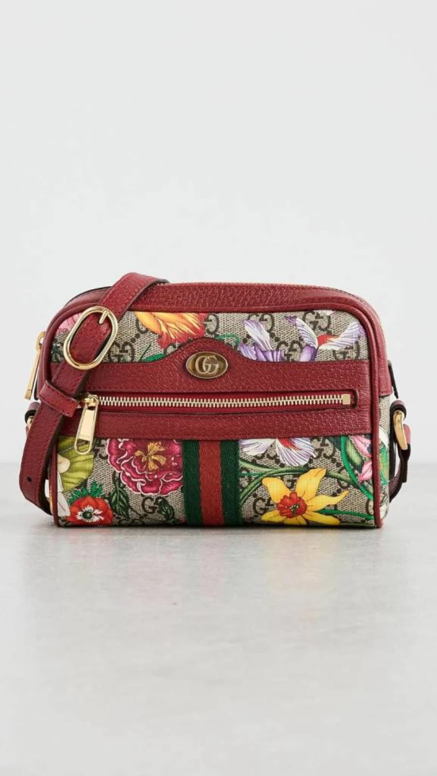 Gucci Pre-Owned Ophidia GG Supreme Floral Shoulder Bag for Women