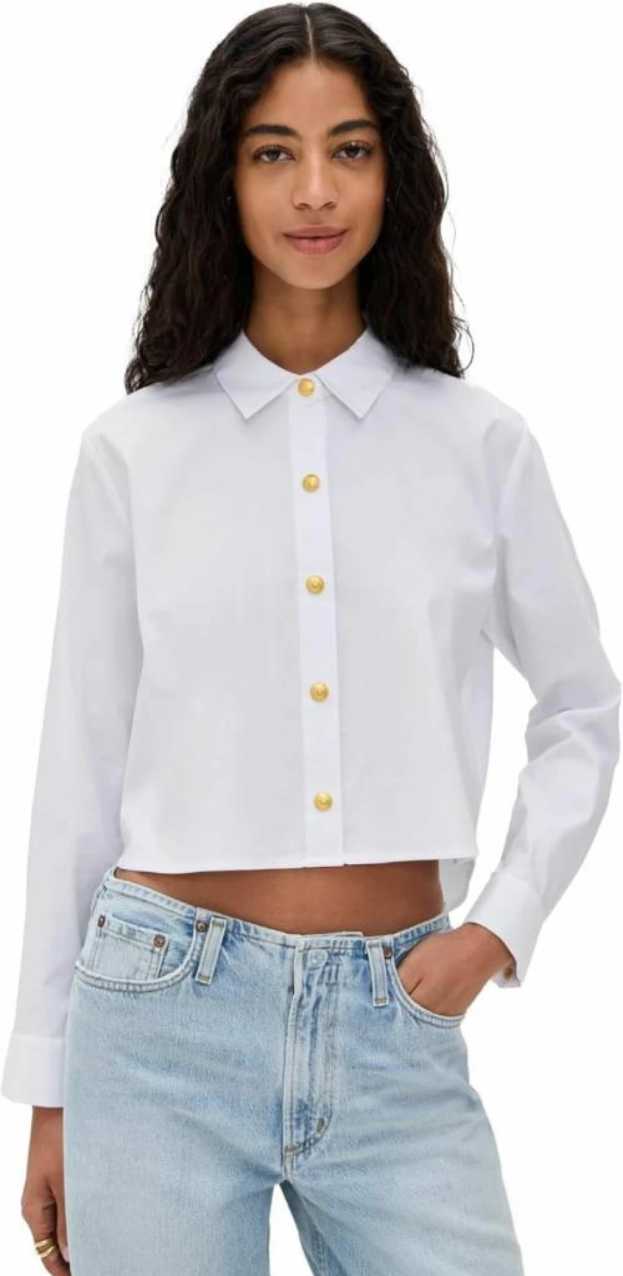 L'AGENCE Women's Cosette Crop High-Low Shirt | Stylish Asymmetric Top