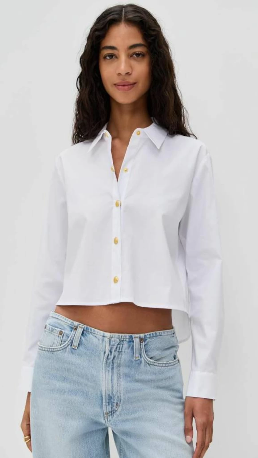 L'AGENCE Women's Cosette Crop High-Low Shirt | Stylish Asymmetric Top