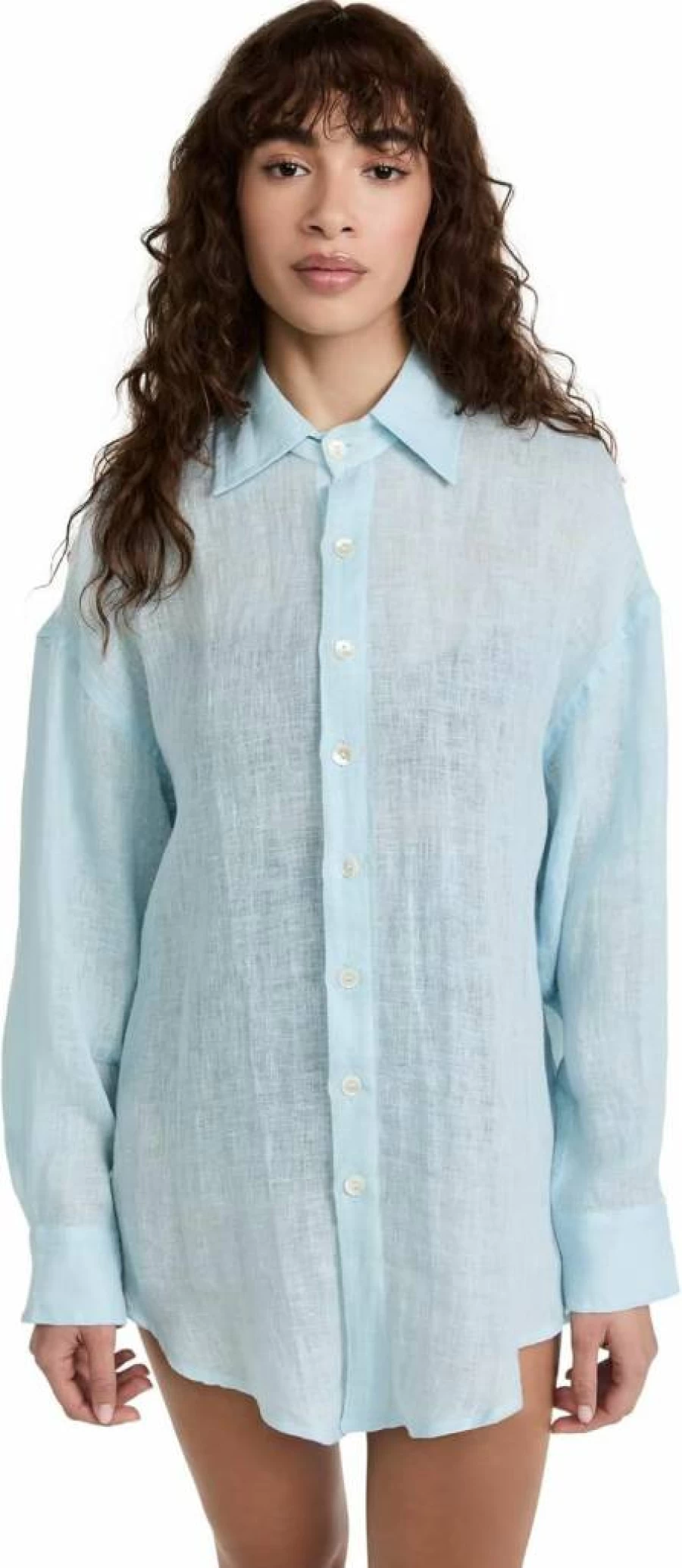 Vitamin A Women's Playa Linen Boyfriend Shirt - Beach Cover Up & Swimwear