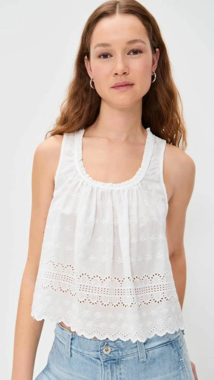 Free People Women's Marina Eyelet Lace Tank Top - Boho Chic Summer Blouse