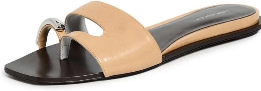 Tory Burch Women's Leather Pierced Slide Sandals - Comfortable Designer Slides for Women