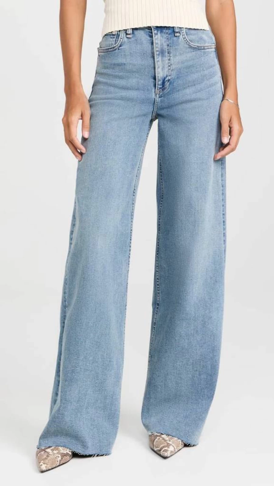 Rag & Bone Women's Sofie High Rise Wide Leg Jeans - Stretch Denim Full Length Wide Fit Pants