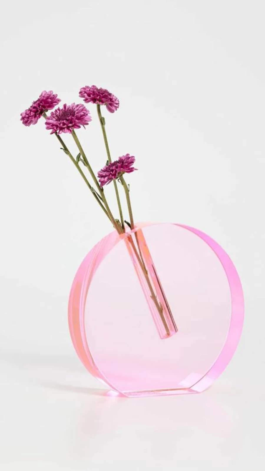 Tizo Design Modern Large Glass Vase for Women - Crystal Clear Round Flat Centerpiece for Home Decor