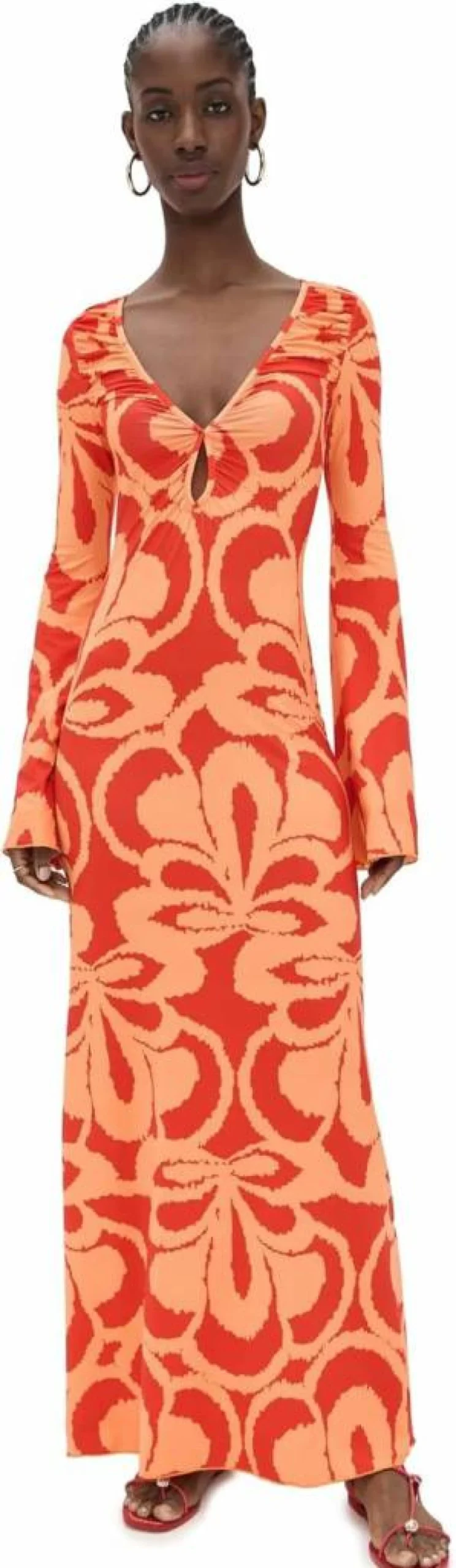 EYWASOULS MALIBU Women's Diana Bell Sleeve Dress - Elegant Flowy Boho Chic Style