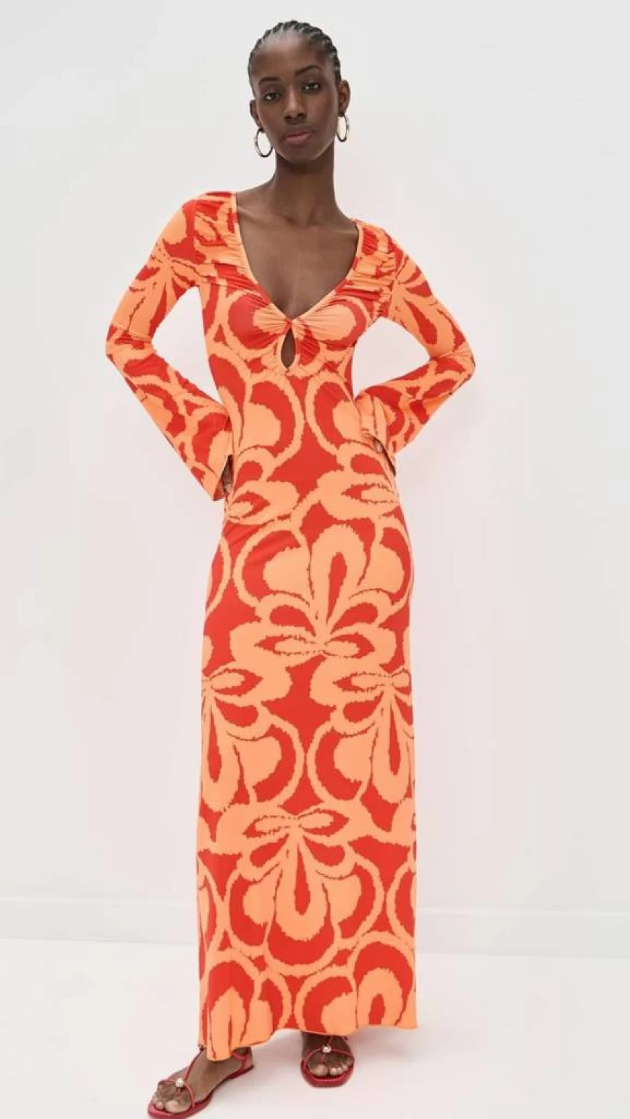 EYWASOULS MALIBU Women's Diana Bell Sleeve Dress - Elegant Flowy Boho Chic Style