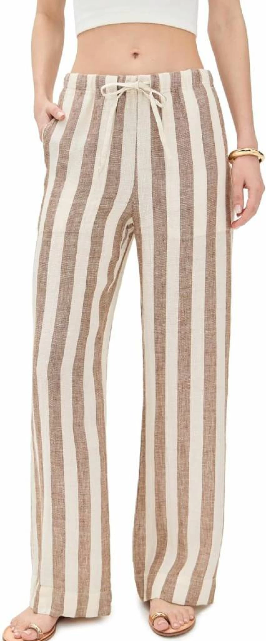 Faherty Women's Palma Linen Drawstring Pants - Lightweight Summer Casual Trousers