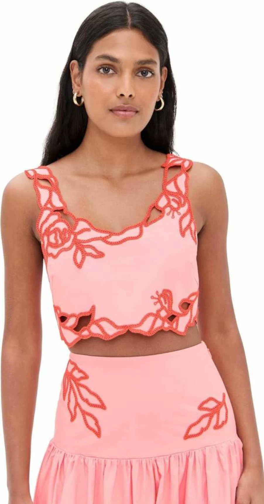 Cinq a Sept Women's Bonita Top with Trailing Peonies Design - Floral Embellished Blouse
