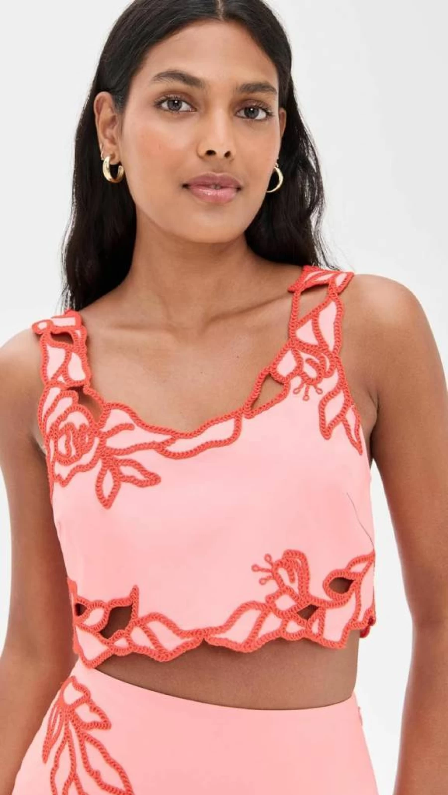 Cinq a Sept Women's Bonita Top with Trailing Peonies Design - Floral Embellished Blouse