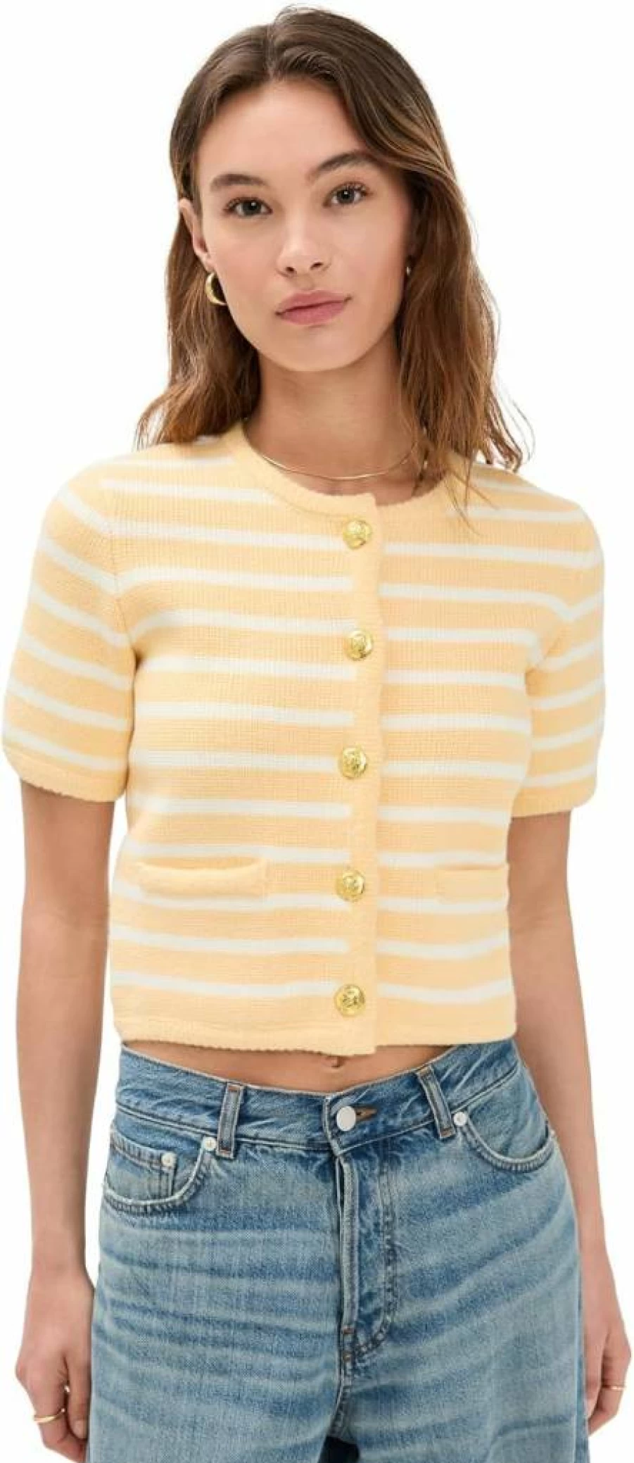 English Factory Women's Striped Knit Cardigan Sweater - Cozy Casual Long Sleeve Pullover