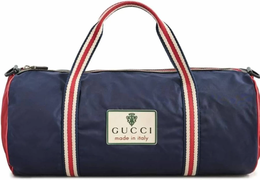 Gucci Vintage Boston Bag for Women - Pre-Owned Blue Nylon Shoulder Bag