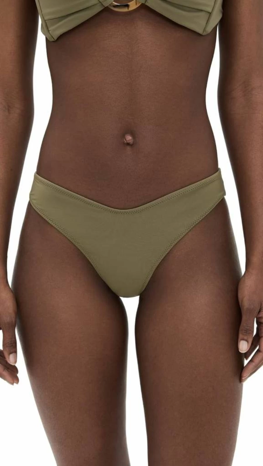 Montce Women's Khaki High-Waisted Bikini Bottoms - Lulu Style Swimwear