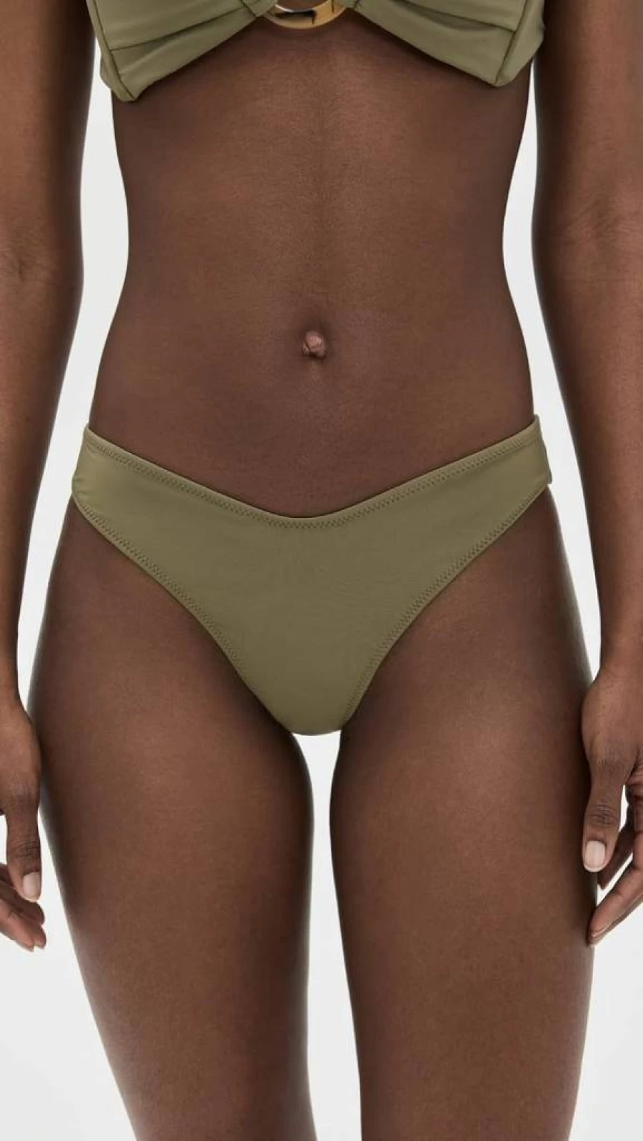 Montce Women's Khaki High-Waisted Bikini Bottoms - Lulu Style Swimwear