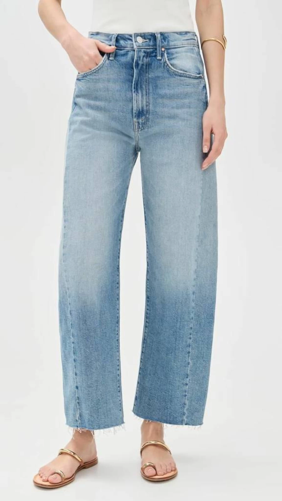 MOTHER Women's High-Rise Ankle Jeans with Half-Pipe Detail