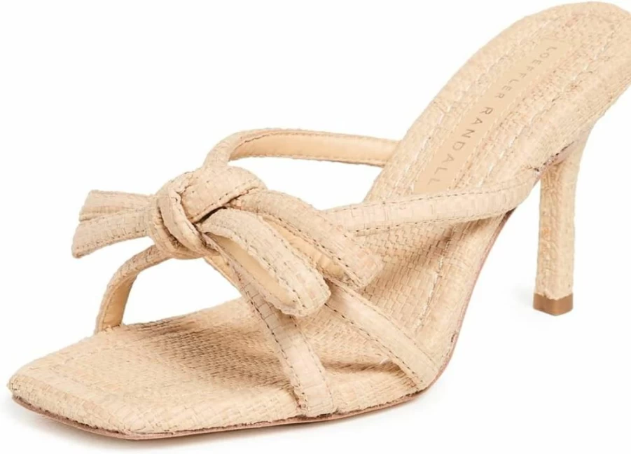 Loeffler Randall Margi Women's Raffia Bow Heels - Elegant Summer Sandals with Block Heel