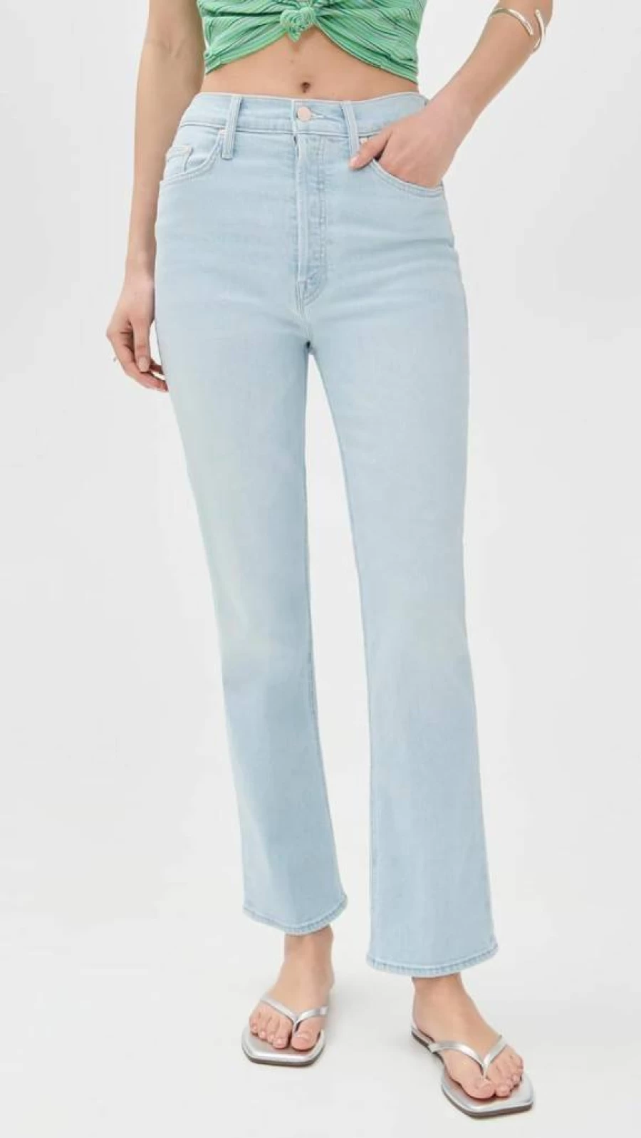 MOTHER Women's The Tripper Ankle Jeans - High-Rise Slim Fit Stretch Denim