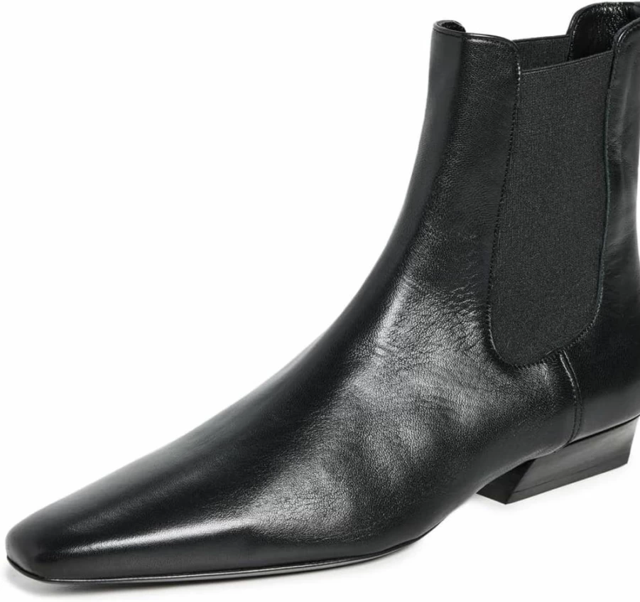 STAUD Wally Chelsea Boots for Women - Waterproof Leather Ankle Boots with Chunky Heel