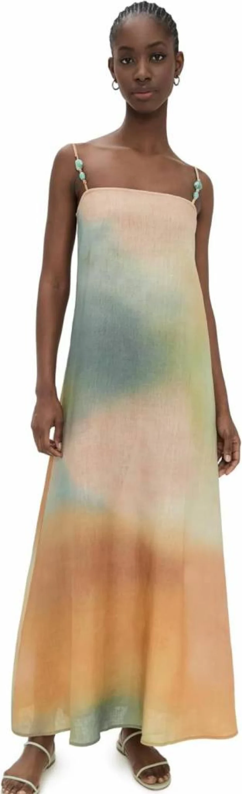 STAUD Laura Linen Dress for Women - Summer Breathable Casual Maxi Dress