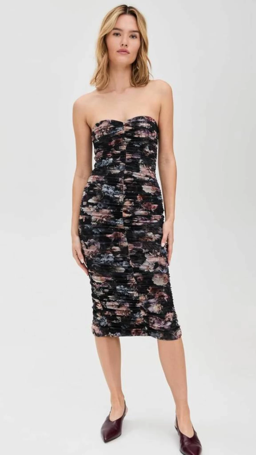 L'AGENCE Women's Caprice Strapless Midi Dress - Elegant Formal Gown for Special Occasions