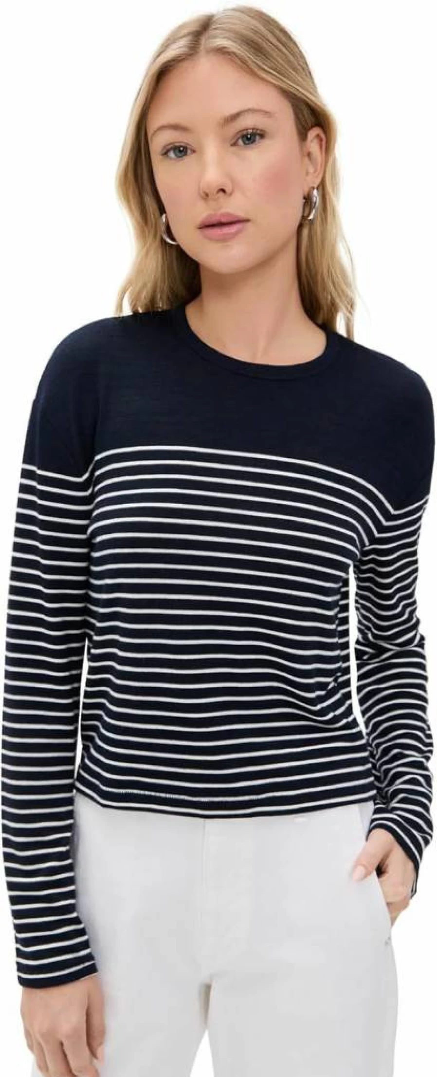 Rag & Bone Women's Striped Knit Boxy Long Sleeve T-Shirt