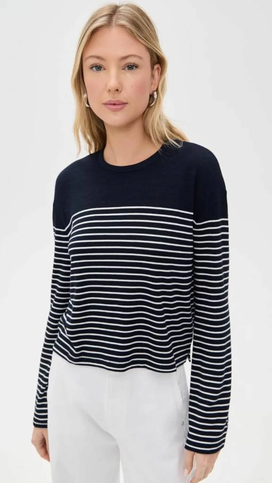 Rag & Bone Women's Striped Knit Boxy Long Sleeve T-Shirt