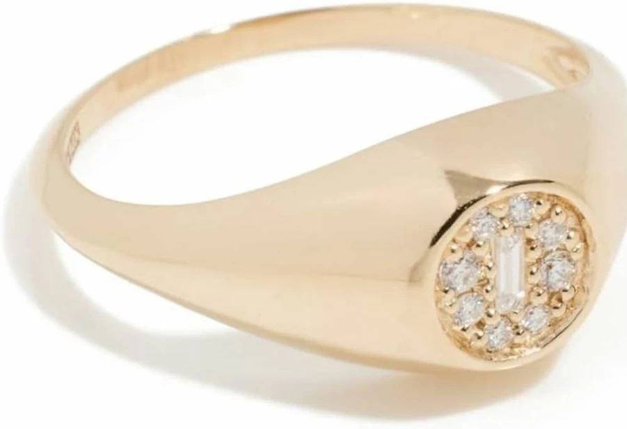 Suzanne Kalan 14K Gold Diamond Circle Signet Ring for Women