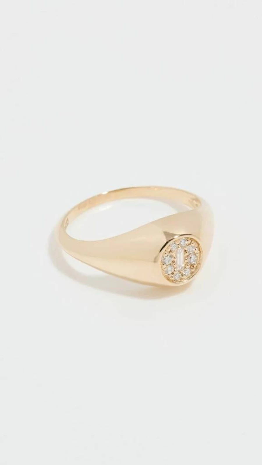 Suzanne Kalan 14K Gold Diamond Circle Signet Ring for Women