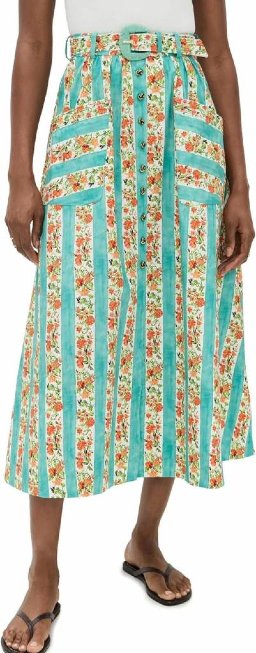 SALONI Women's Kirat Skirt - Traditional Ethnic Floral Print Wrap Midi Skirt