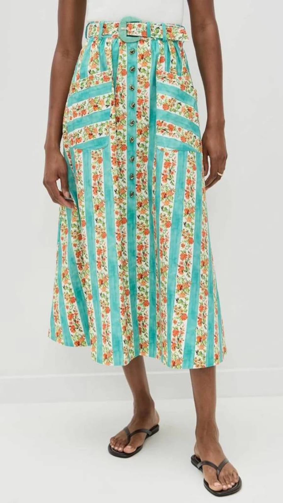 SALONI Women's Kirat Skirt - Traditional Ethnic Floral Print Wrap Midi Skirt