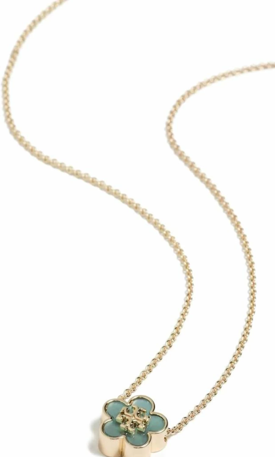 Tory Burch Kira Necklace for Women with Floral Pendant - Elegant Gold-Tone Chain Jewelry