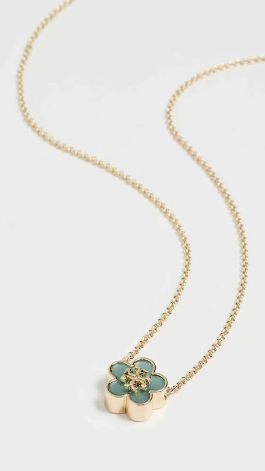 Tory Burch Kira Necklace for Women with Floral Pendant - Elegant Gold-Tone Chain Jewelry
