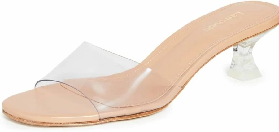 Larroude Women's Vivi Lucite Heel Sandals in Tan Size 5 Medium US