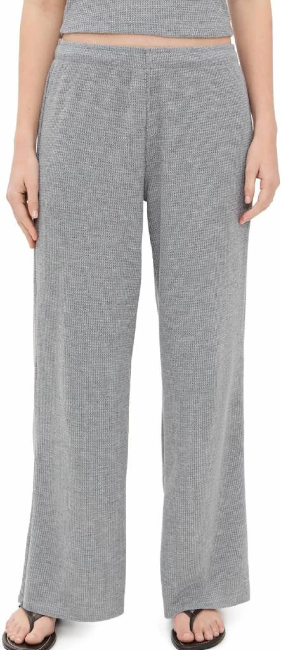 PerfectWhiteTee Women's Shane Waffle-Knit Lounge Pants - Comfortable Casual High-Waisted Soft Fleece Joggers