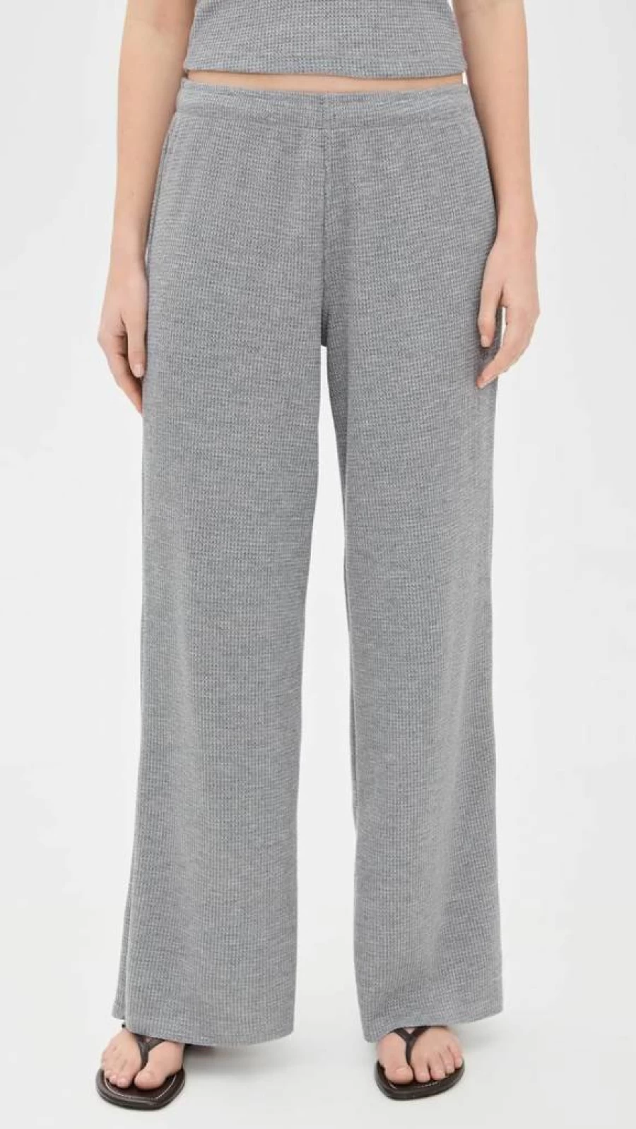 PerfectWhiteTee Women's Shane Waffle-Knit Lounge Pants - Comfortable Casual High-Waisted Soft Fleece Joggers