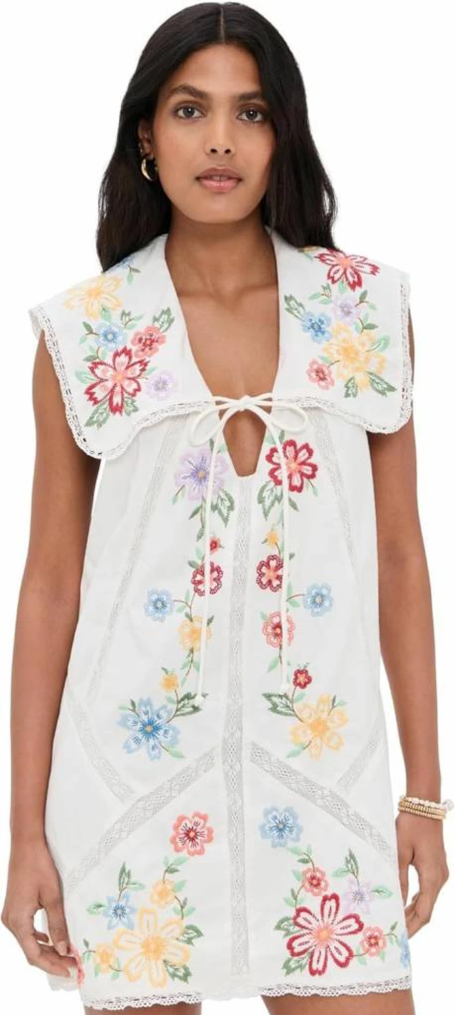 Free People Willow Embroidered Mini Dress for Women - Boho Floral Summer Dress
