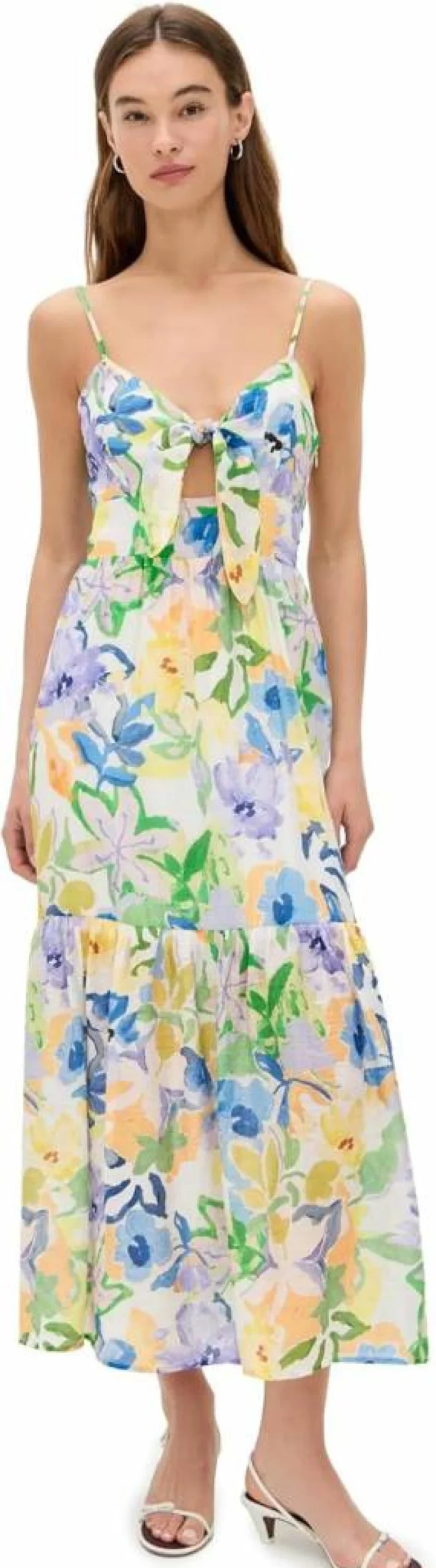 MINKPINK Women's Fable Tie Midi Dress - Floral Print Summer Dress with Belt