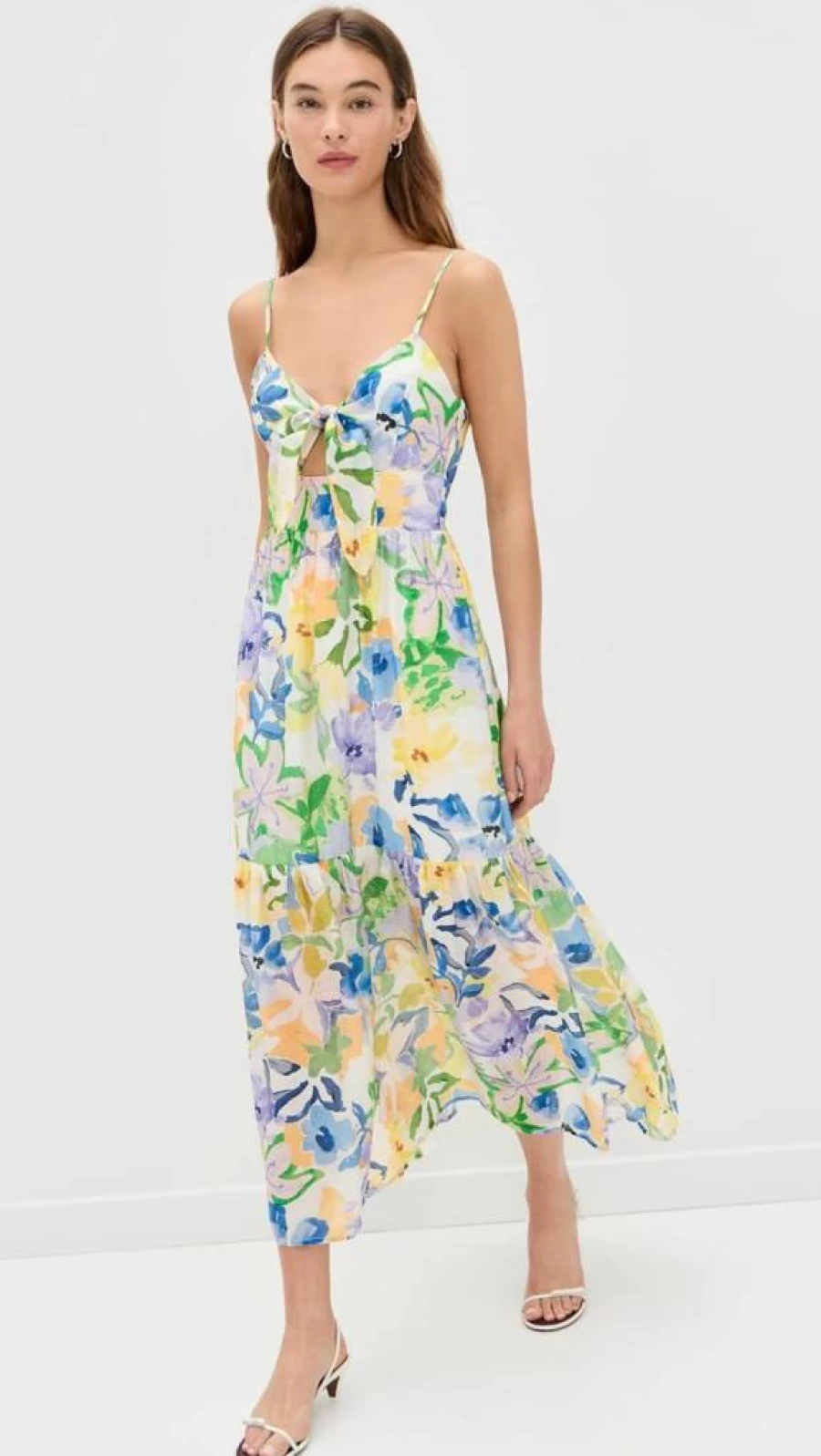 MINKPINK Women's Fable Tie Midi Dress - Floral Print Summer Dress with Belt